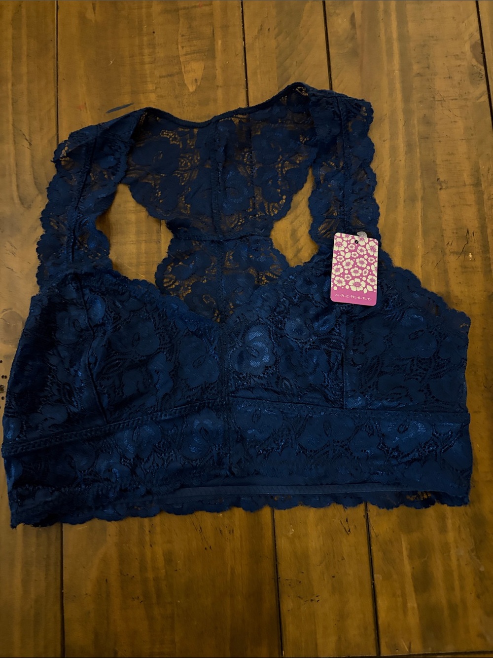 Anemone Navy Lace Racerback Bralette